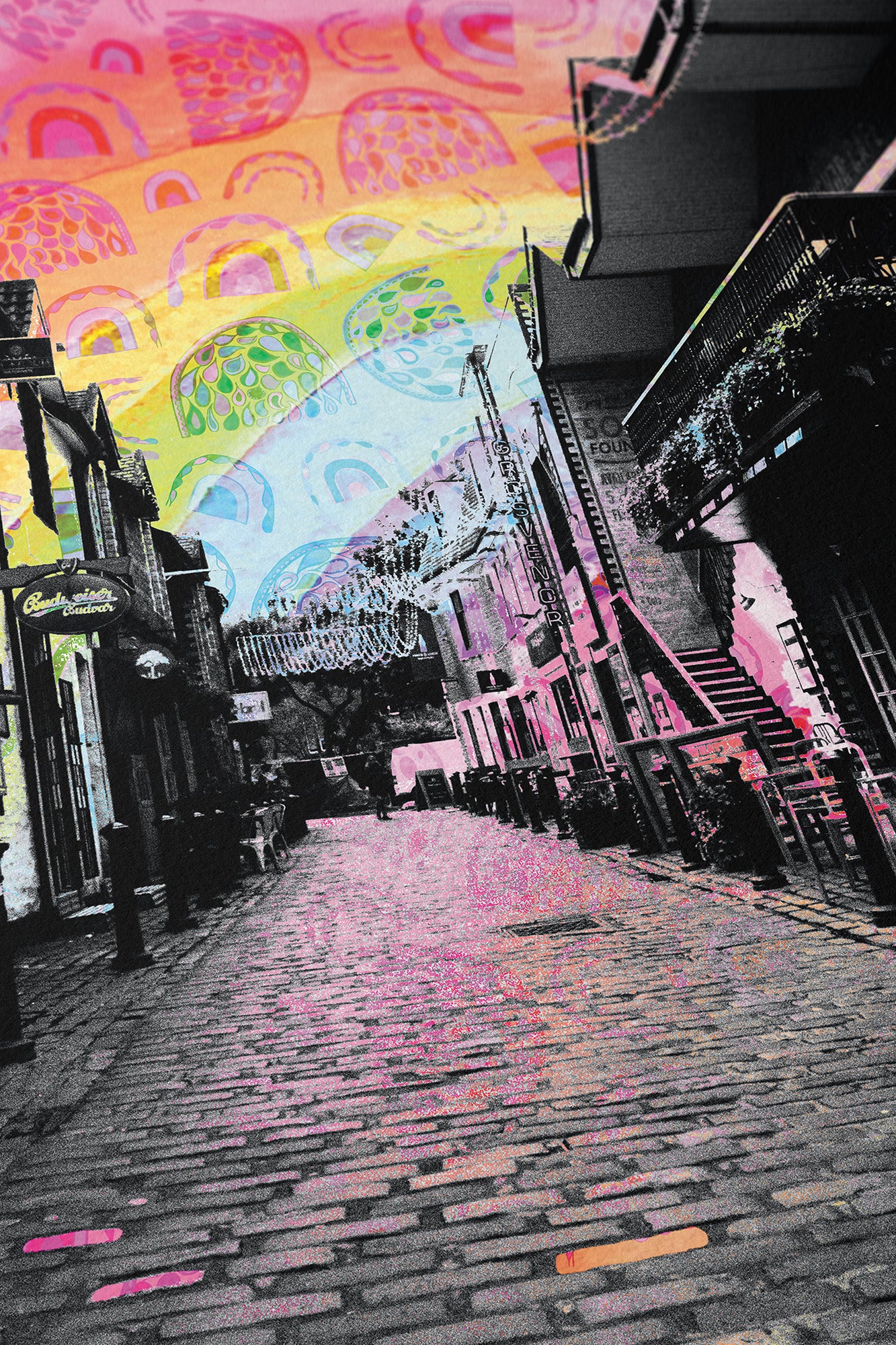 Ashton Lane 'Rainbows' Glasgow - A4/A3 Art Print