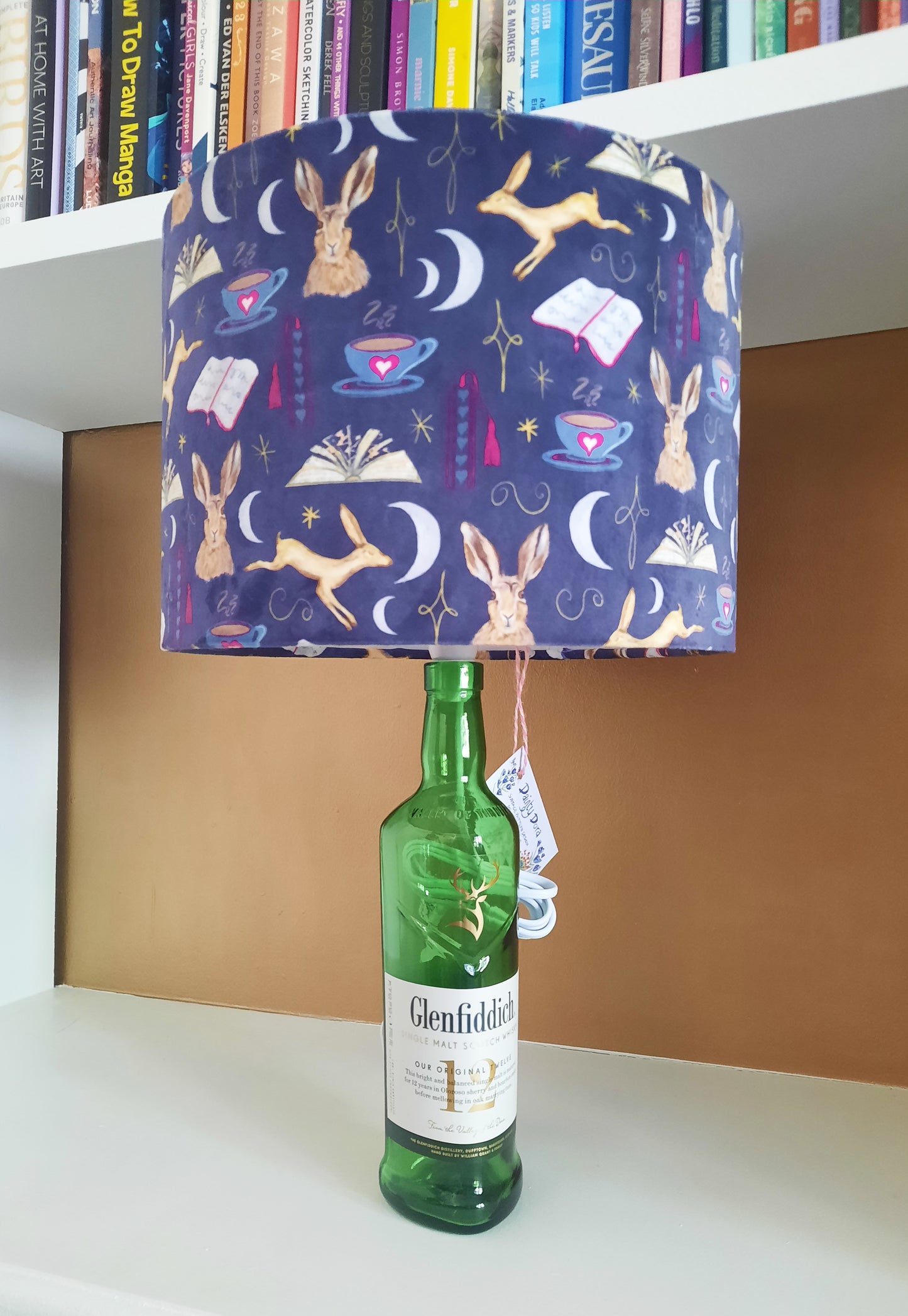 Golden Hare Book Nook Soft Velvet Drum Lampshade