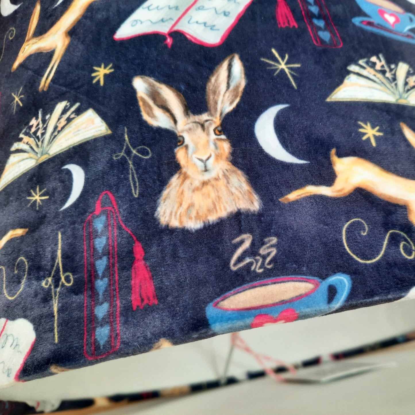 Golden Hare Book Nook Soft Velvet Drum Lampshade