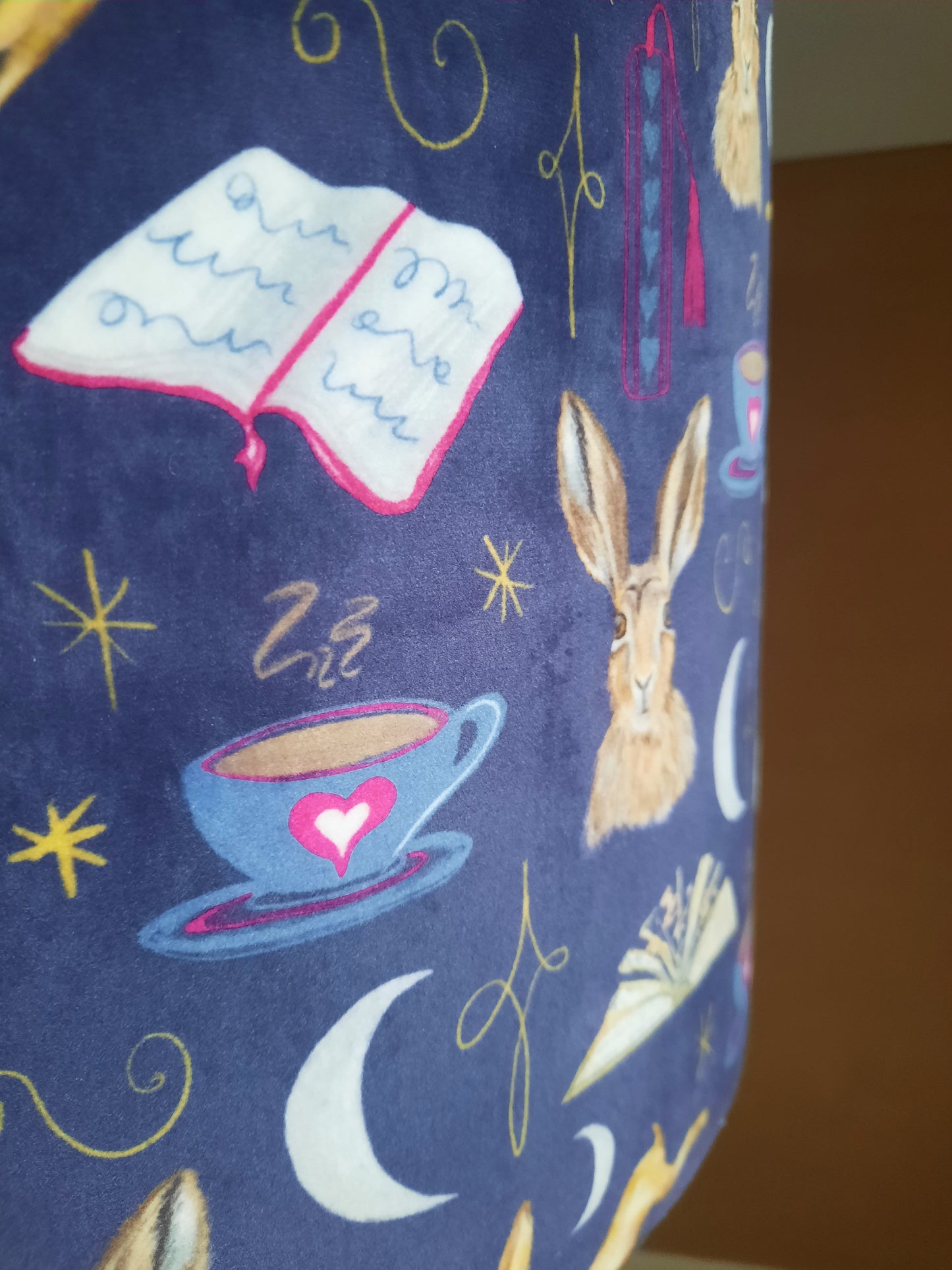Golden Hare Book Nook Soft Velvet Drum Lampshade