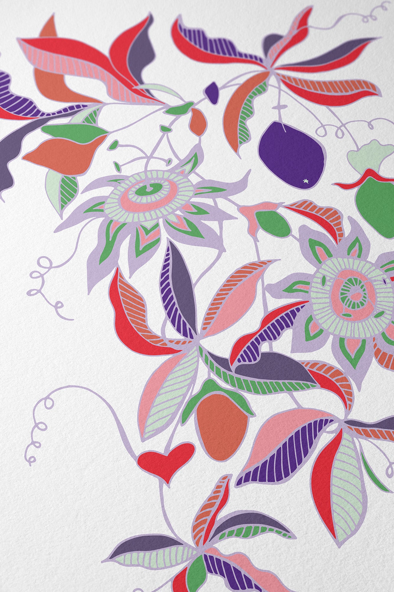 Passionflower 'Passiflora' Stylised Floral Art Print - Pastels - A4