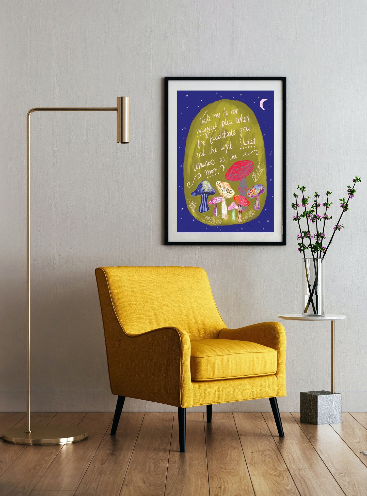 'Take me to our Magical Place' Toadstool Illustration - A4