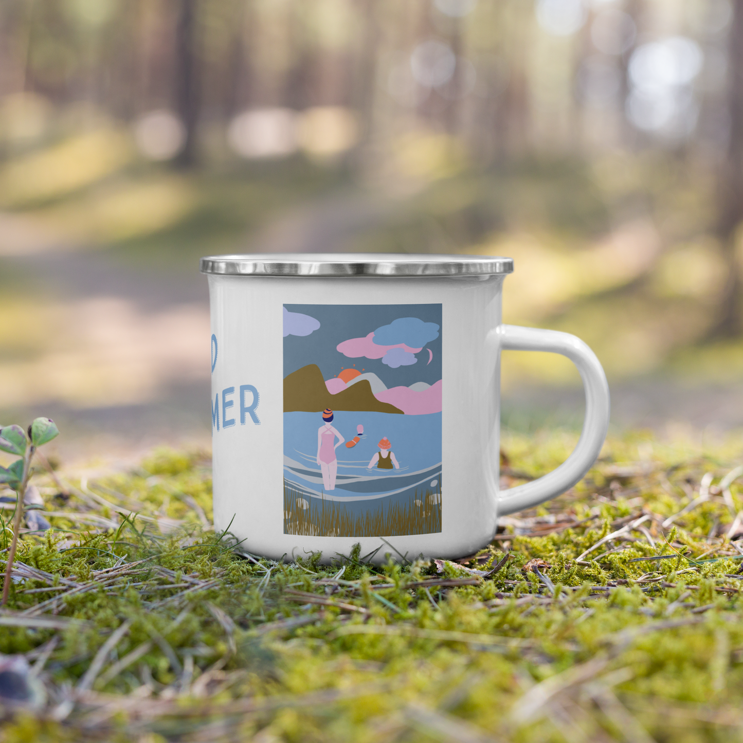 Wild Swimmer Enamel Mug - Loch Swimming