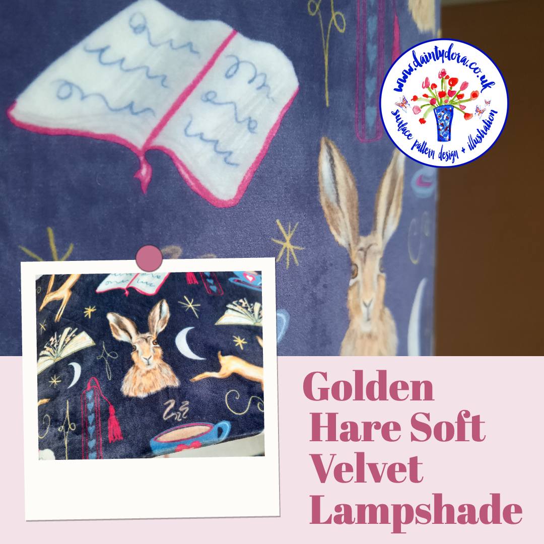 Golden Hare Book Nook Soft Velvet Drum Lampshade
