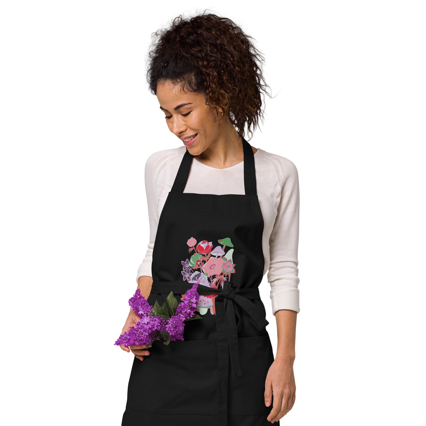 Mushrooms & Toadstools Flora & Fauna Pastels Organic Cotton Apron
