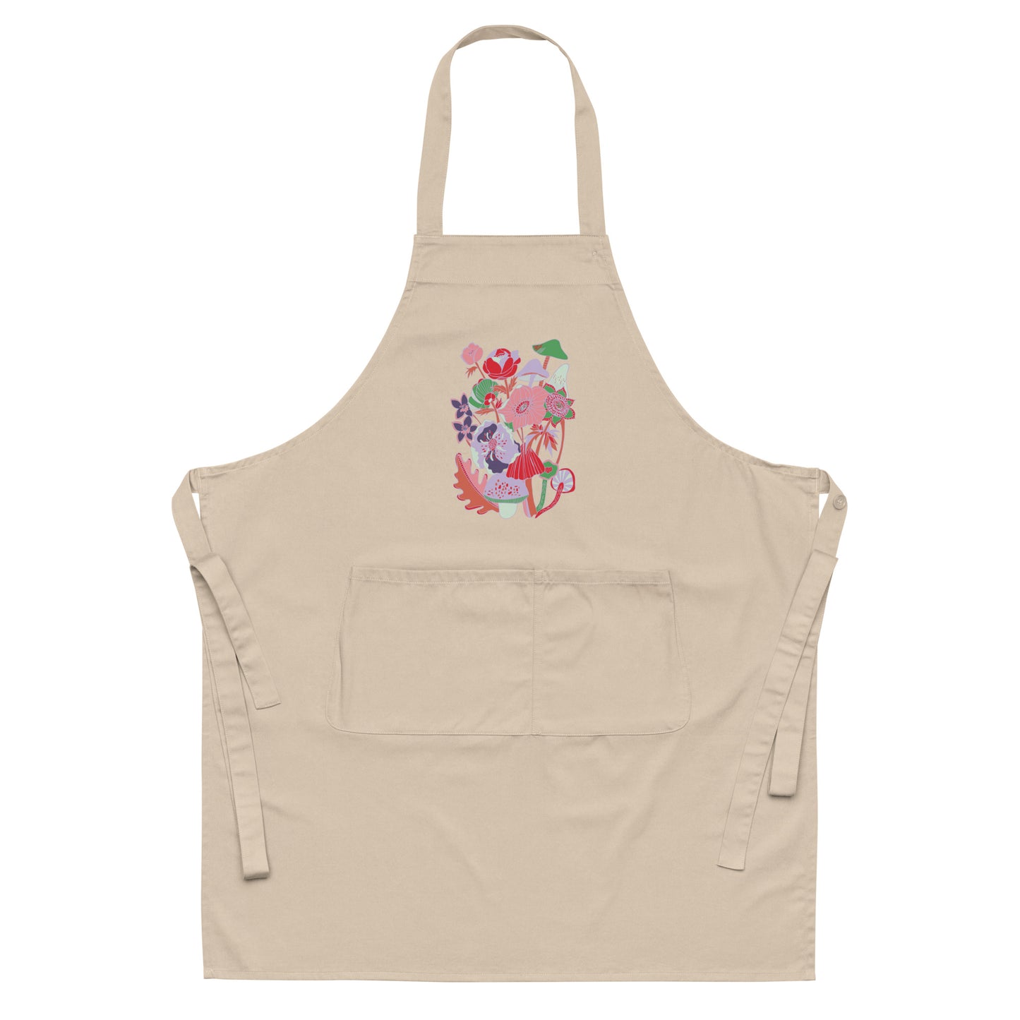 Mushrooms & Toadstools Flora & Fauna Pastels Organic Cotton Apron