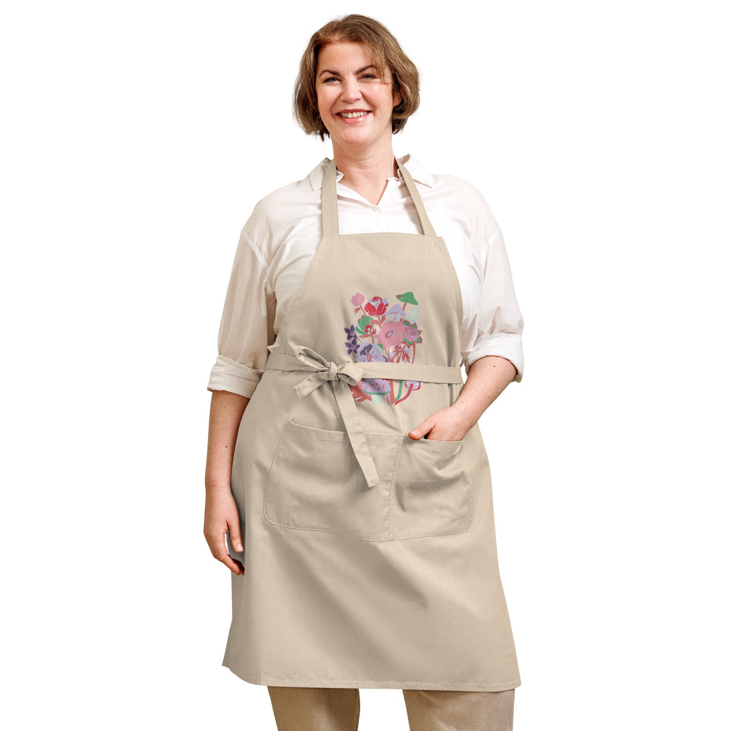 Mushrooms & Toadstools Flora & Fauna Pastels Organic Cotton Apron