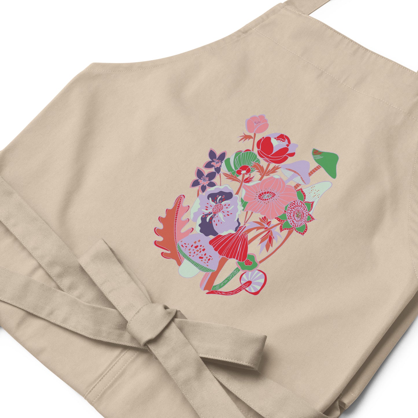 Mushrooms & Toadstools Flora & Fauna Pastels Organic Cotton Apron