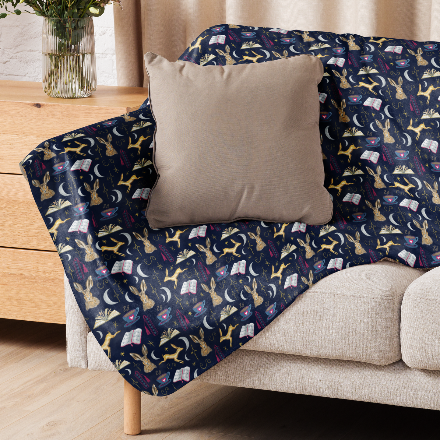 Golden Hare Book Nook Sherpa Blanket