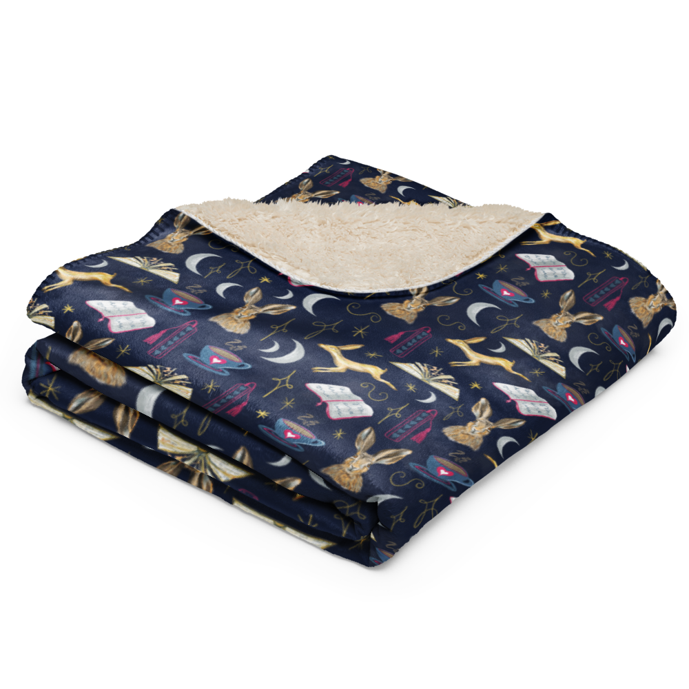 Golden Hare Book Nook Sherpa Blanket