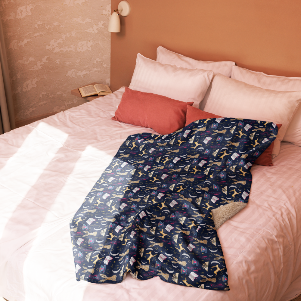 Golden Hare Book Nook Sherpa Blanket