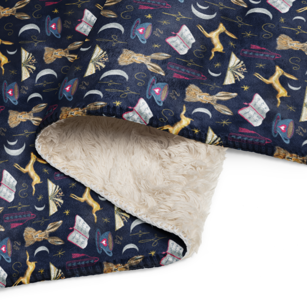 Golden Hare Book Nook Sherpa Blanket