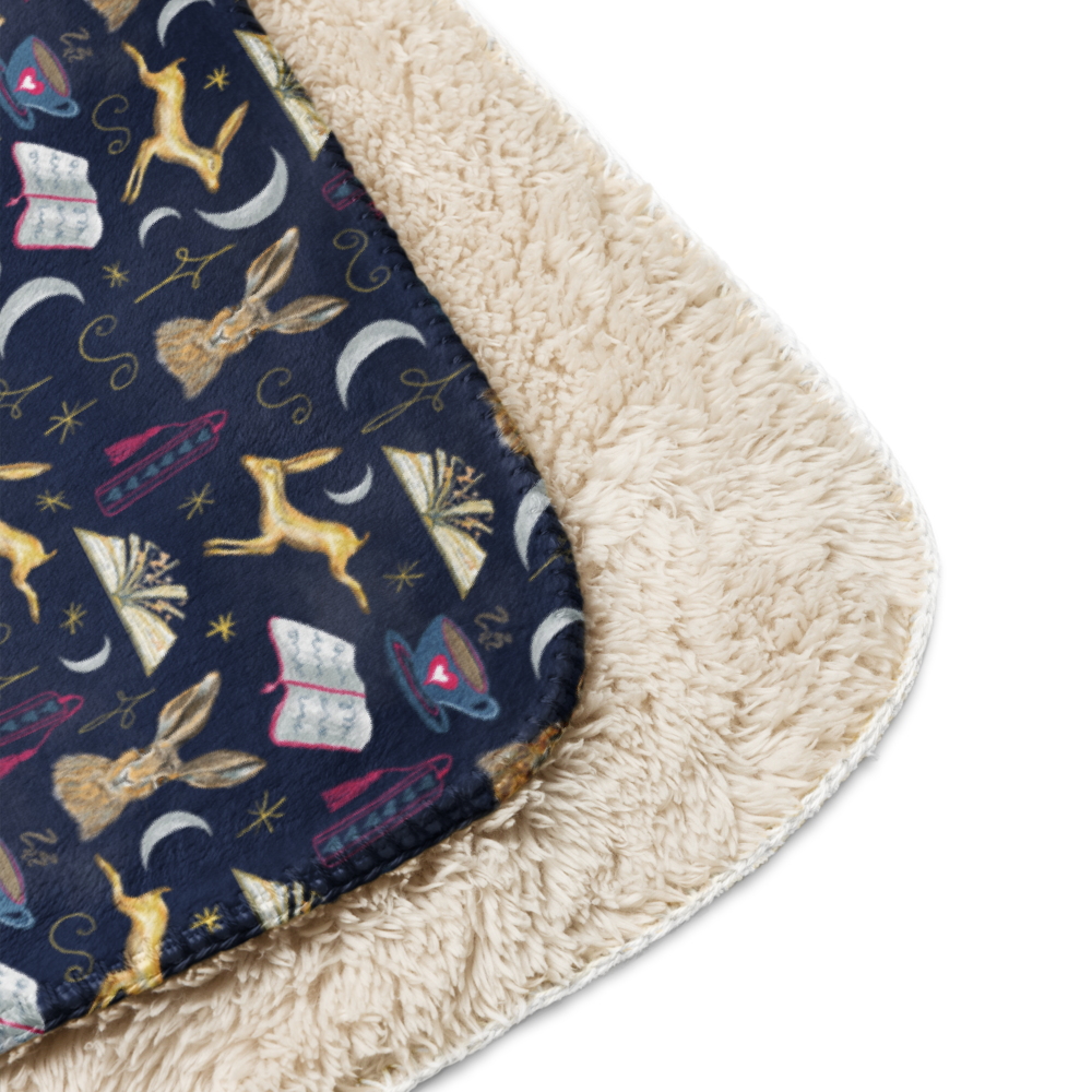 Golden Hare Book Nook Sherpa Blanket