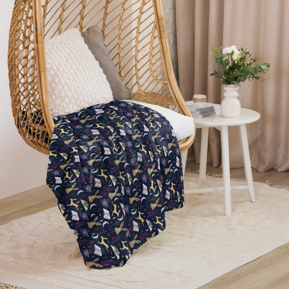 Golden Hare Book Nook Sherpa Blanket