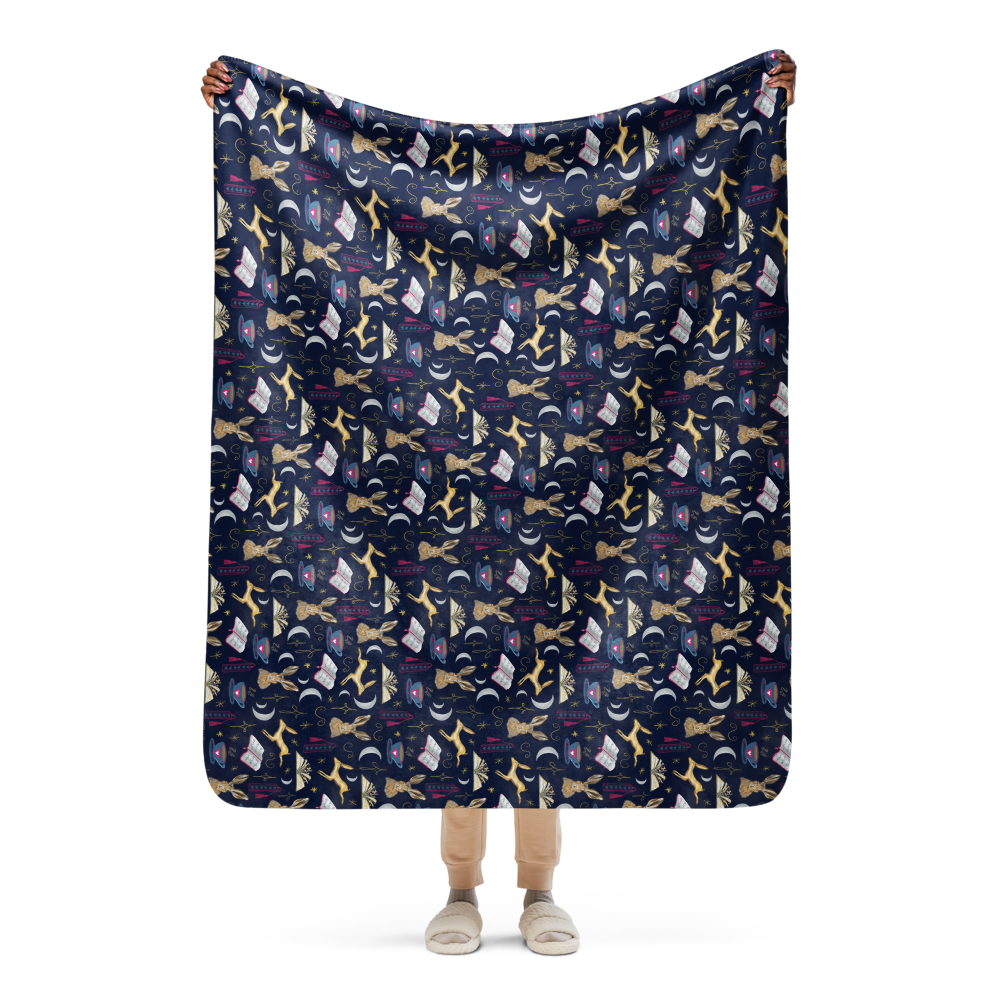 Golden Hare Book Nook Sherpa Blanket