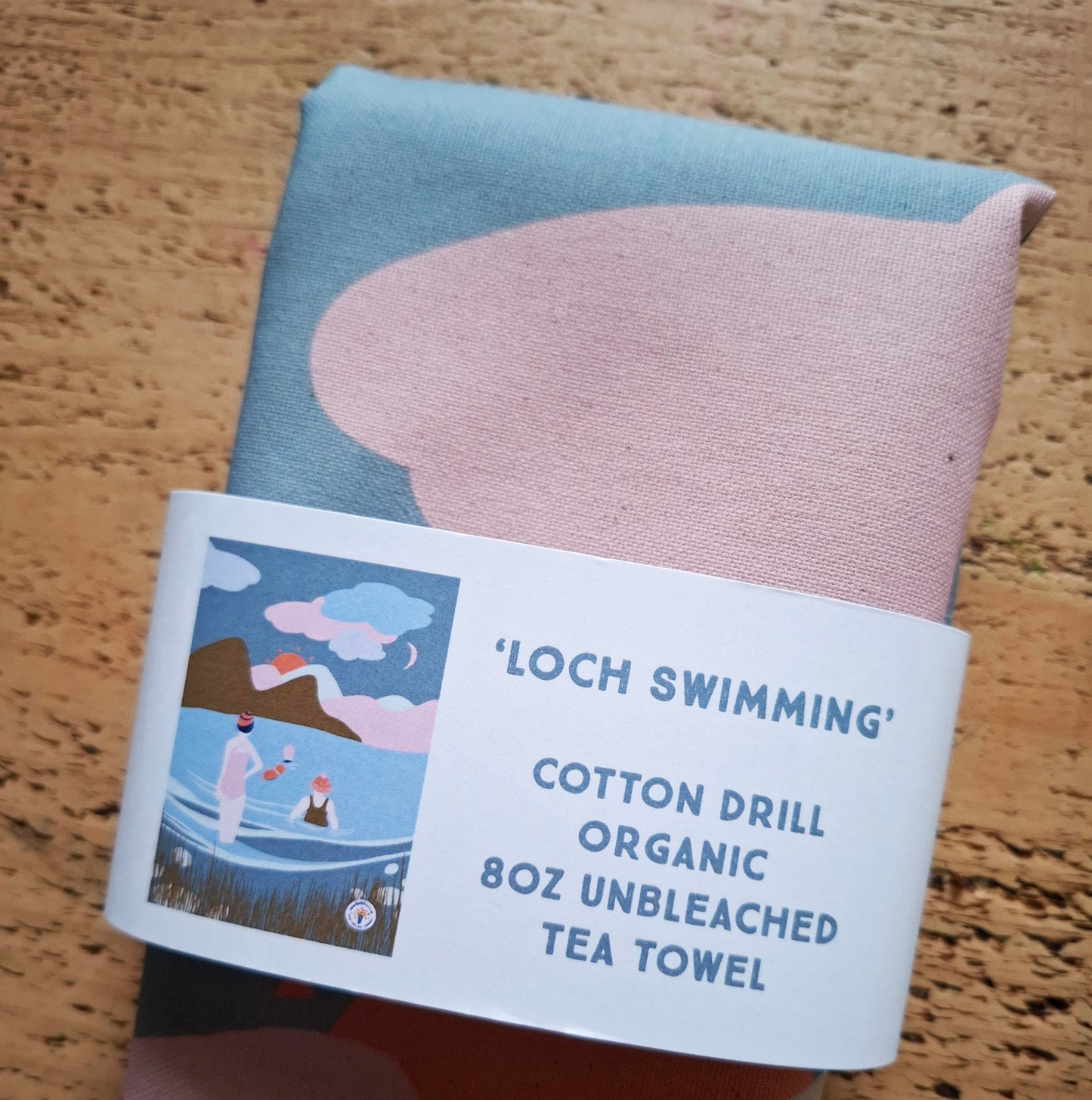 Wild Swimmer Organic Cotton Tea Towel - Scottish Loch Swimming