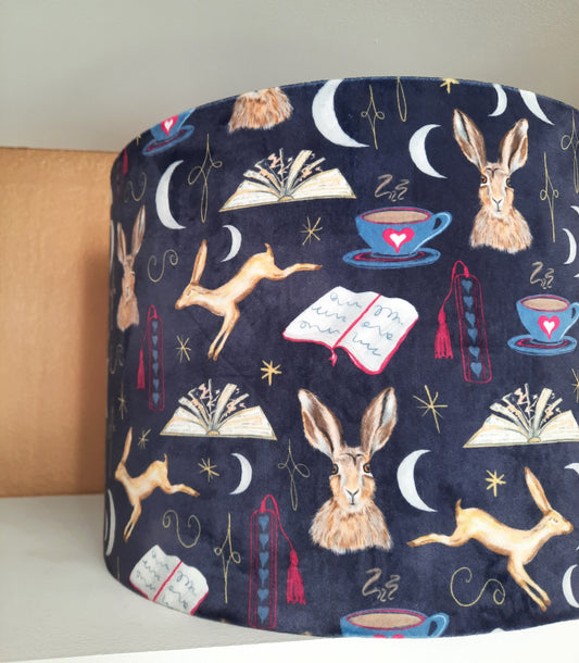 Golden Hare Book Nook Soft Velvet Drum Lampshade