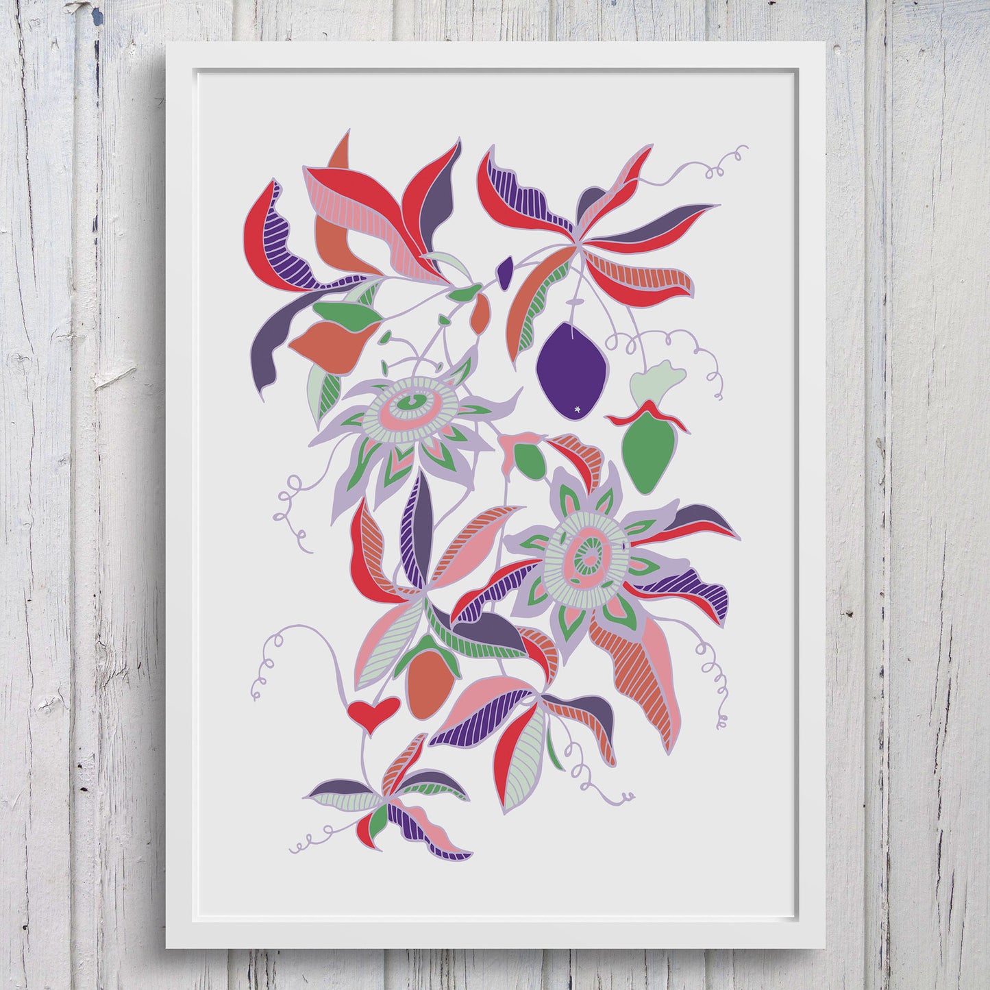 Passionflower 'Passiflora' Stylised Floral Art Print - Pastels - A4