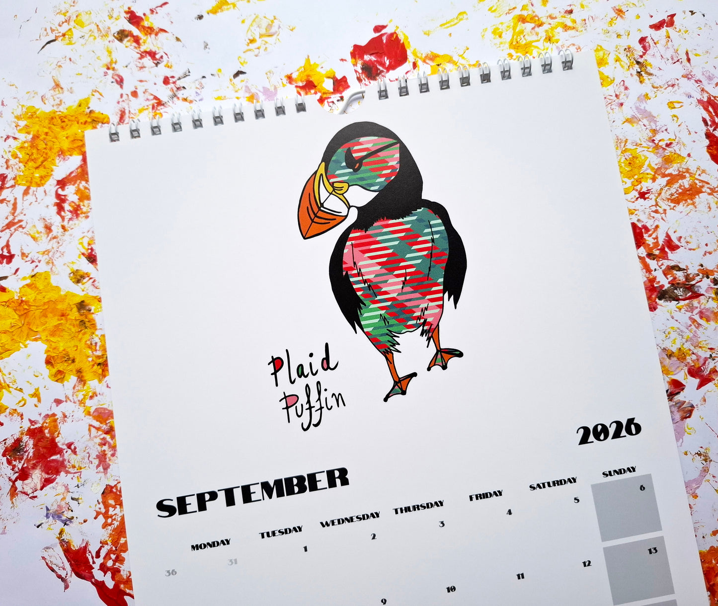 Puffins in Pattern 2026 Art Wall Calendar - Multiple Sizes