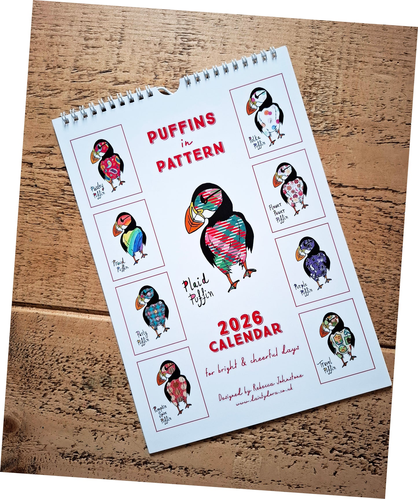 Puffins in Pattern 2026 Art Wall Calendar - Multiple Sizes