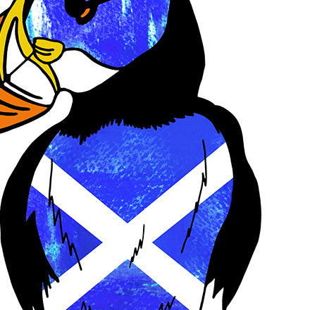 Scottish Saltire Puffin - Electric Blue - Framed