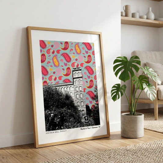 Anchor Mill Paisley Framed Architectural Print - Scottish Heritage Decor with Personalisation option