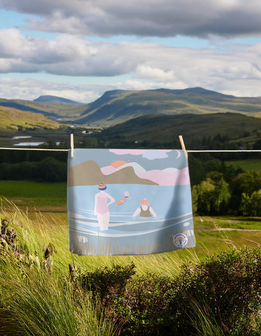 Wild Swimmer Organic Cotton Tea Towel - Scottish Loch Swimming