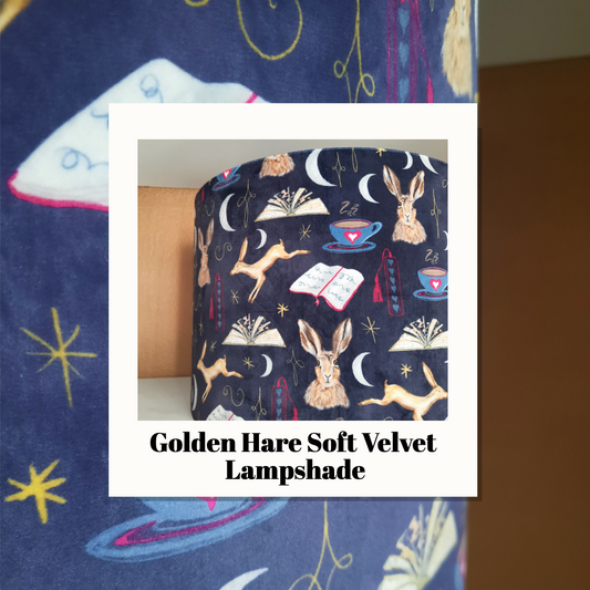 Golden Hare Book Nook Soft Velvet Drum Lampshade