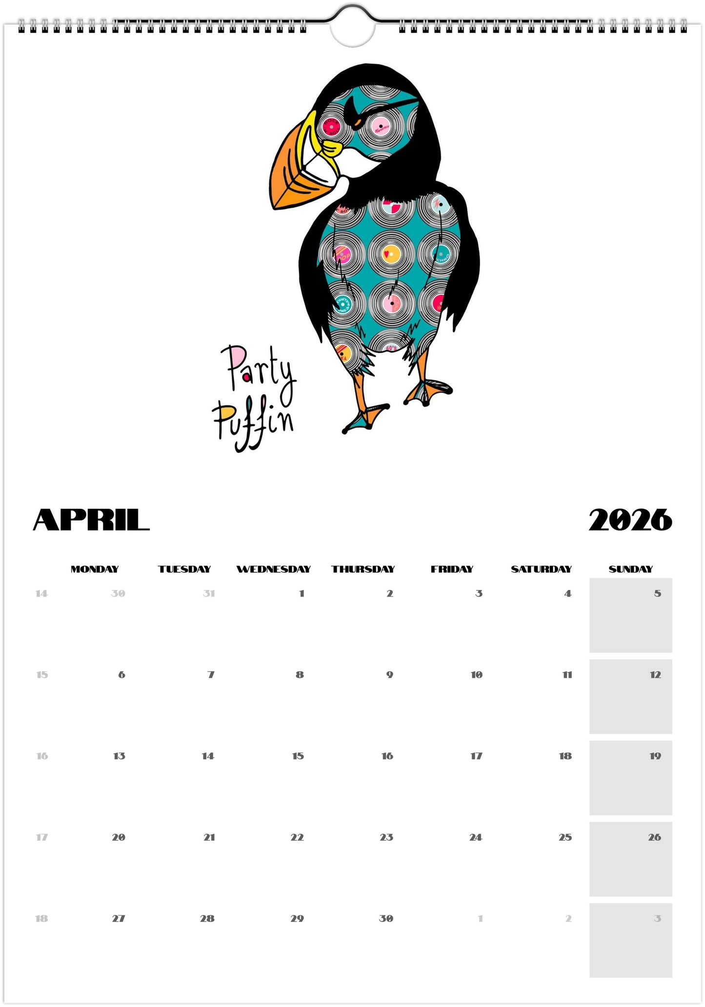 Puffins in Pattern 2026 Art Wall Calendar - Multiple Sizes